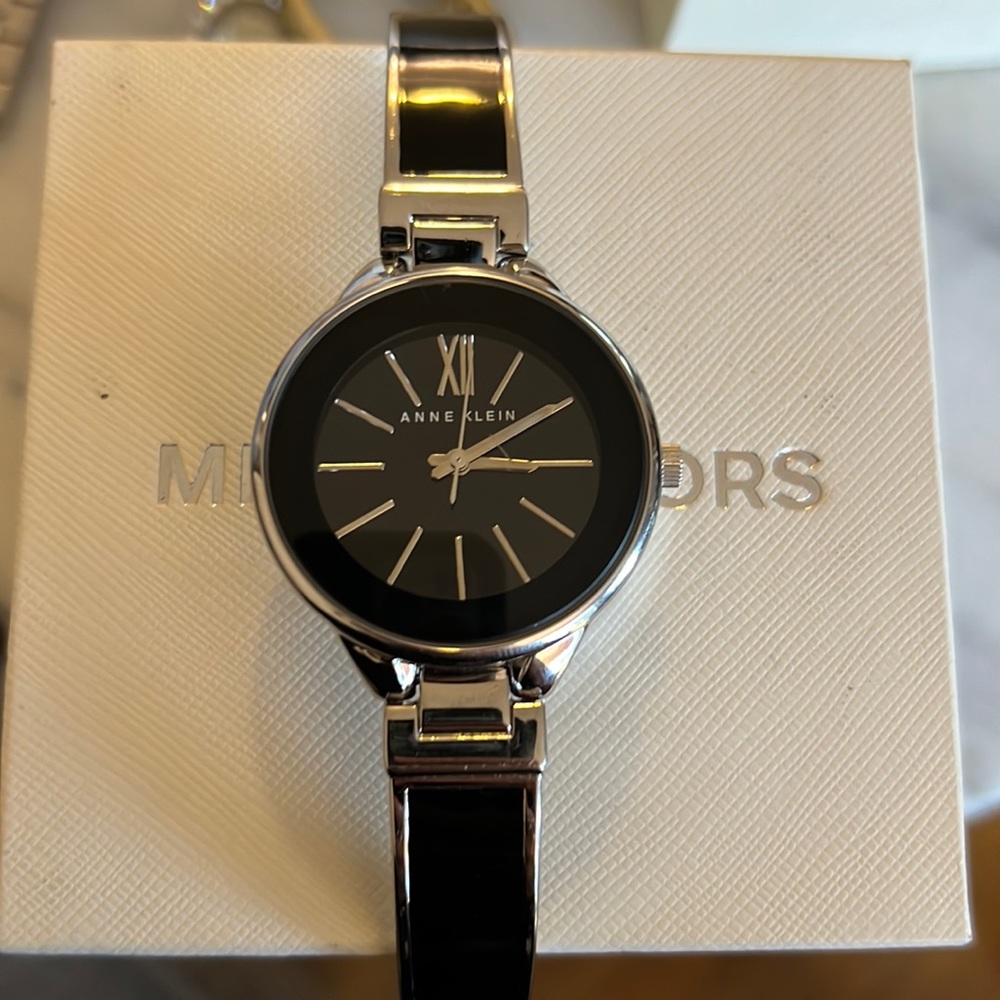 Anne Klein Black and Gunmetal watch